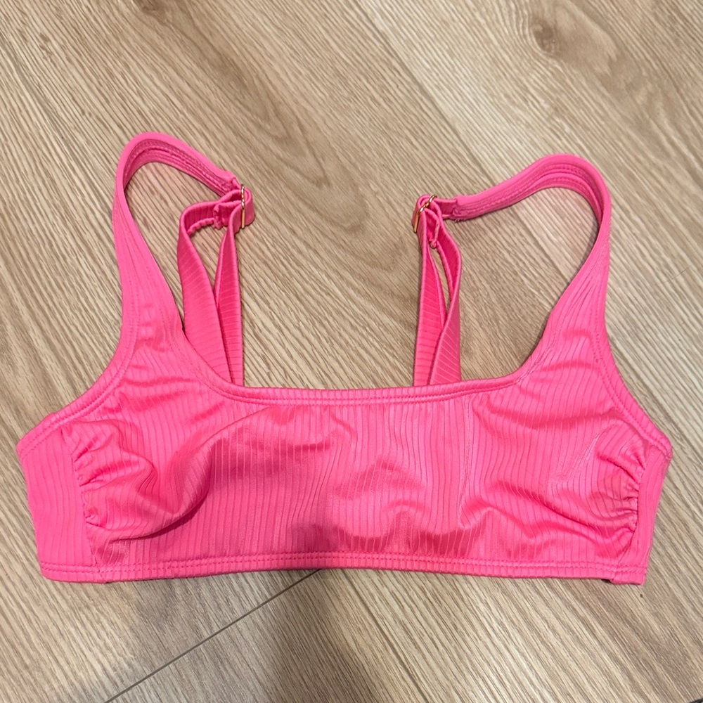 Pink Ribbed Women's Swim Top